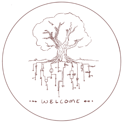 A drawing of a tree made of circuits. Click to get to home page.